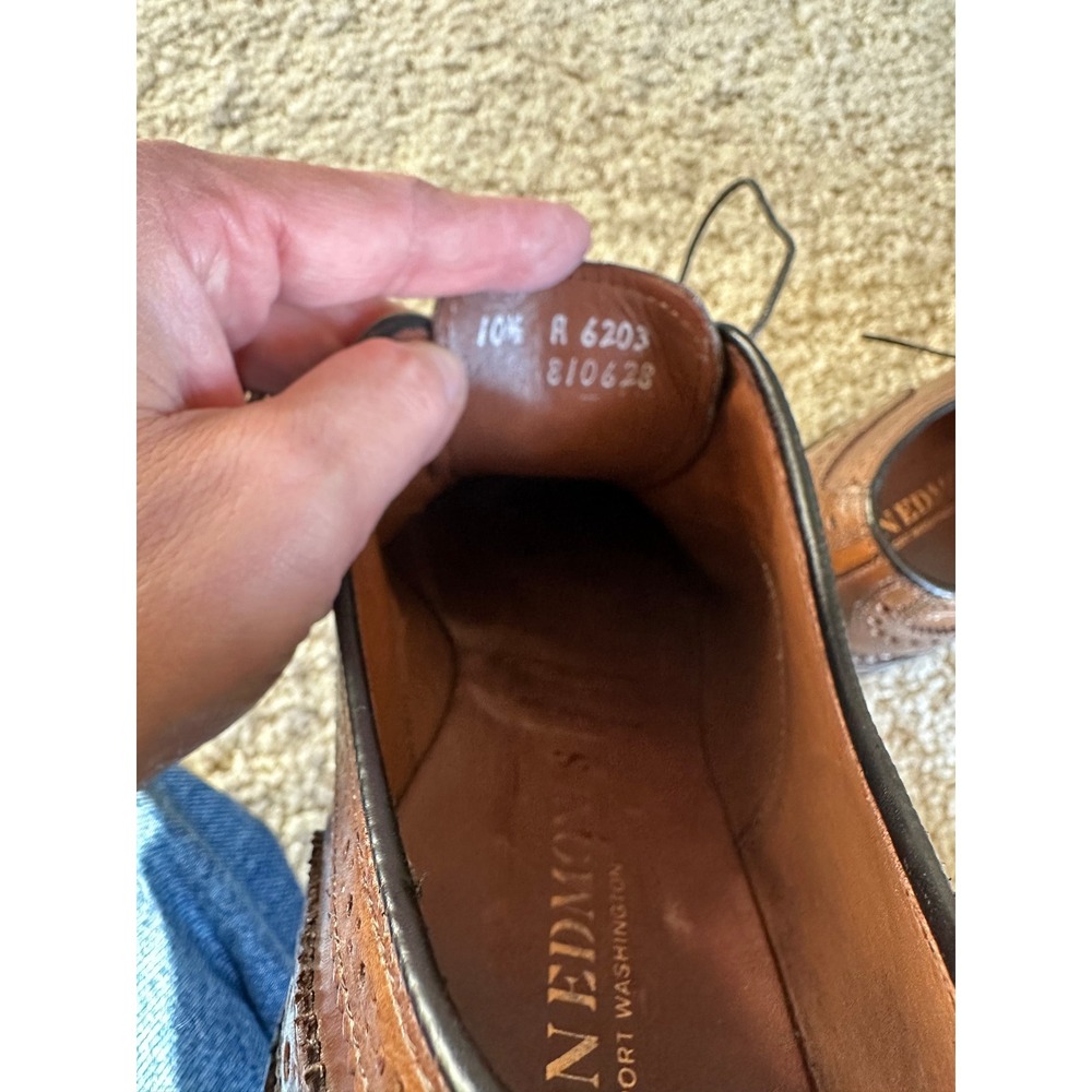 Allen Edmonds Wingtip McAllister‎ Shoes Brown Leather Lace Up Mens Size  10.5 - Picture 8 of 9